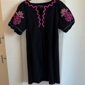 Gigio Black Embroidered Women's Dress with Embroidery